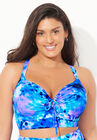 Bra Sized Tie Front Longline Underwire Bikini Top, ELECTRIC OCEAN, hi-res image number null