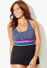 Chlorine Resistant Crossback Tankini Top, SPECKLE, hi-res image number null