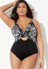 Crossover Cut Out One Piece Swimsuit, , alternate image number null