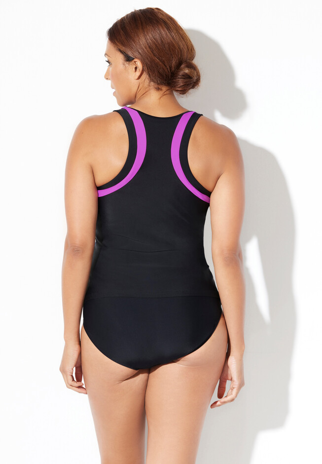 Chlorine Resistant High Neck Racerback Tankini Set, , on-hover image number null
