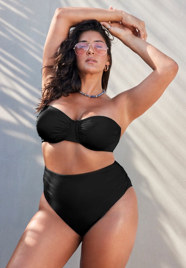 Essentials Bandeau Shirred Brief Bikini Set, , hi-res image number null