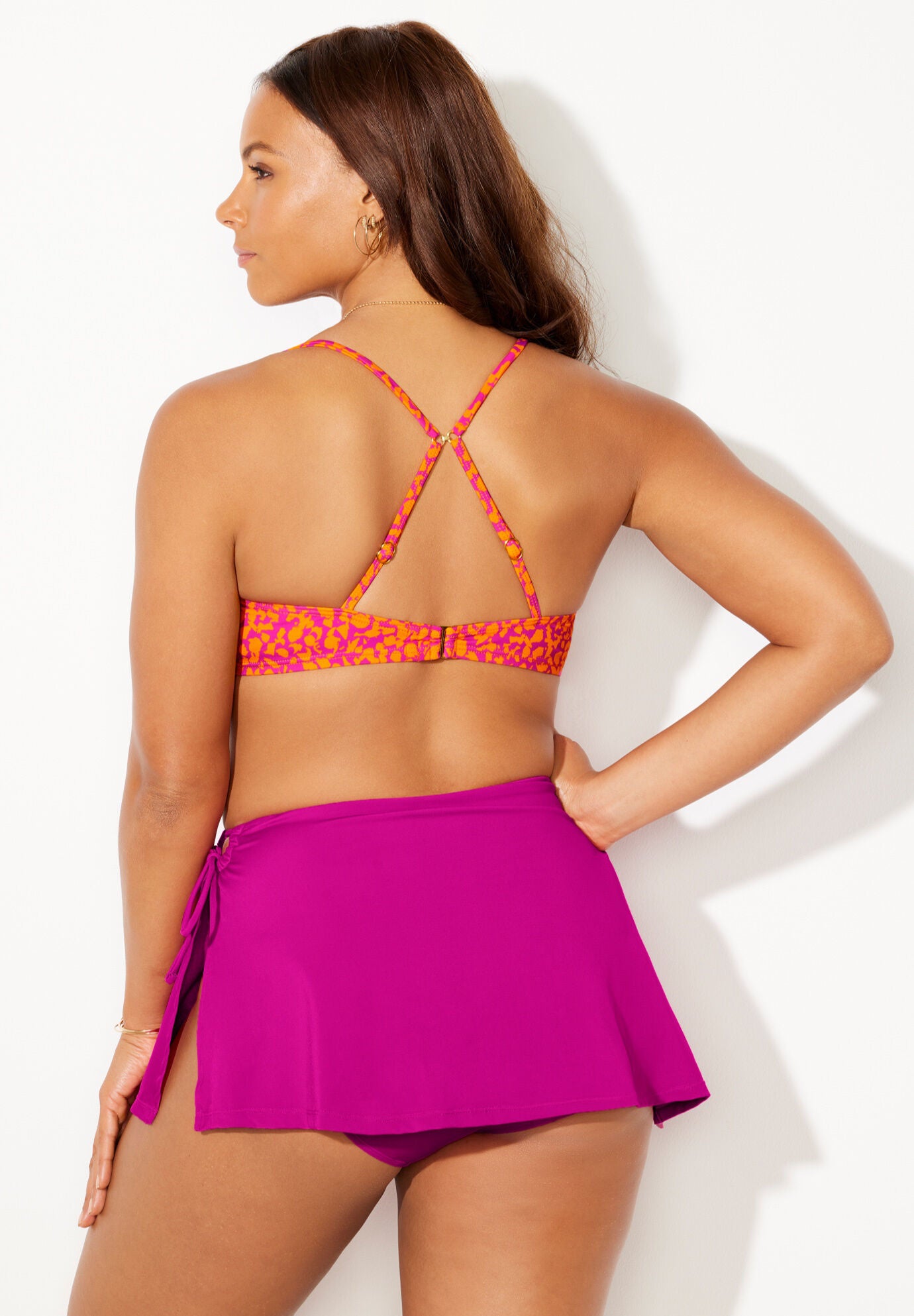 Adjustable Underwire Push Up Bikini Set With Asymmetrical Skirt, , alternate image number 3