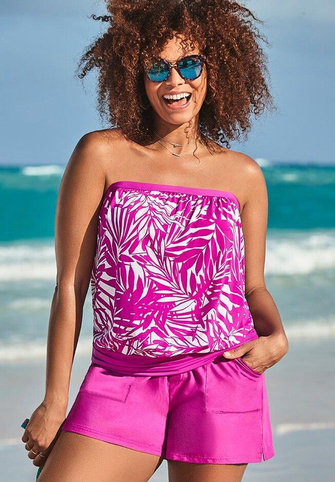 Bandeau Blouson Tankini Set with Cargo Short, , hi-res image number null
