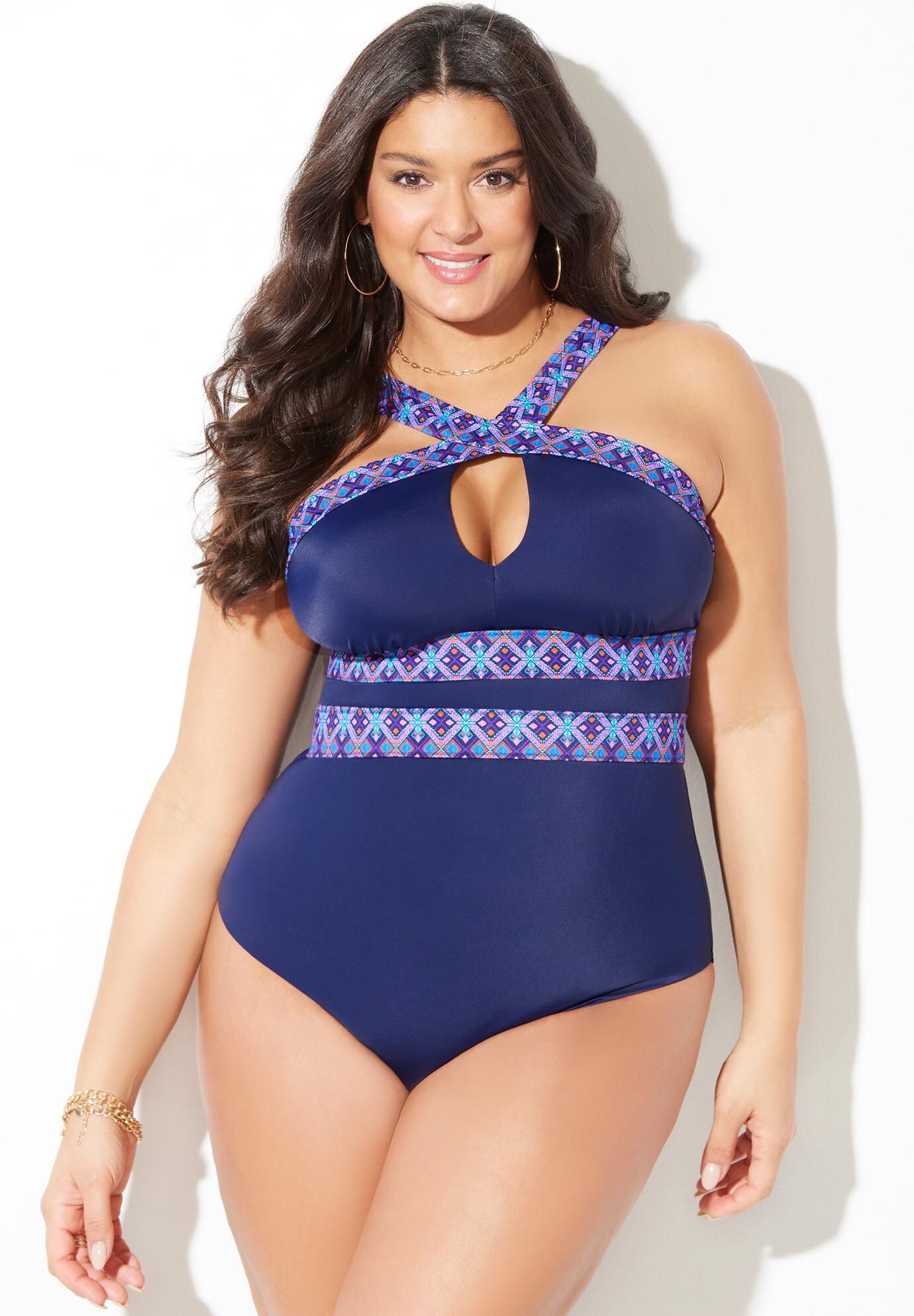 High Neck Keyhole One Piece, , alternate image number 2