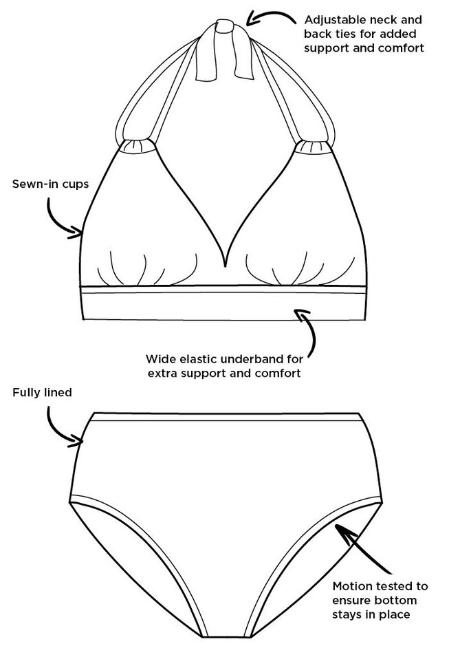 Loop Strap Halter Bikini Set With Foldover Brief, , alternate image number null