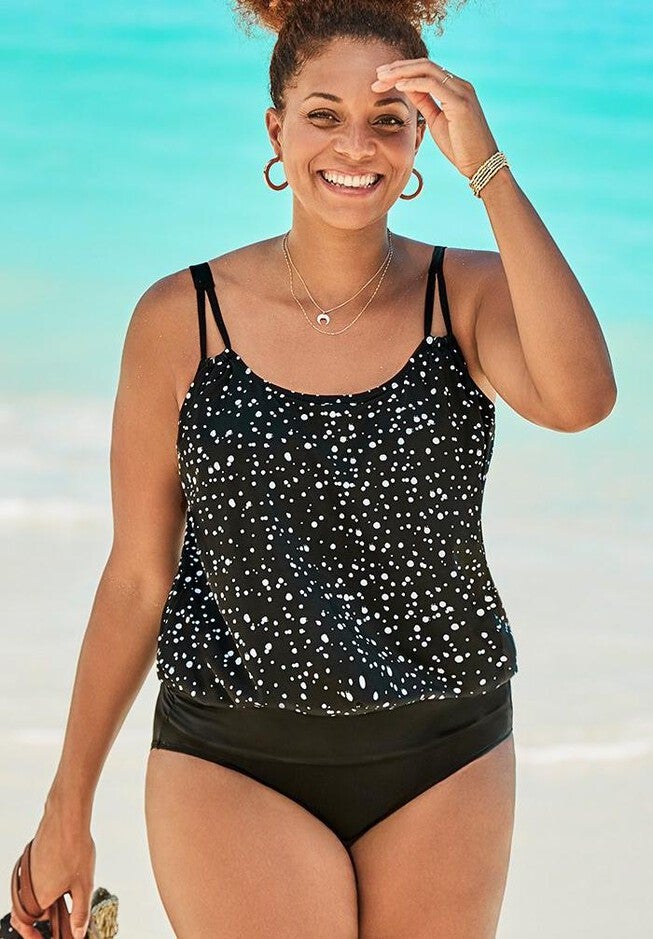 Loop Strap Blouson Tankini Set, , hi-res image number null