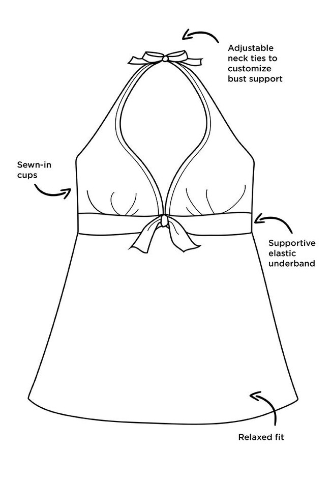 Halter Tankini Set with Side Slit Skirt, , alternate image number null