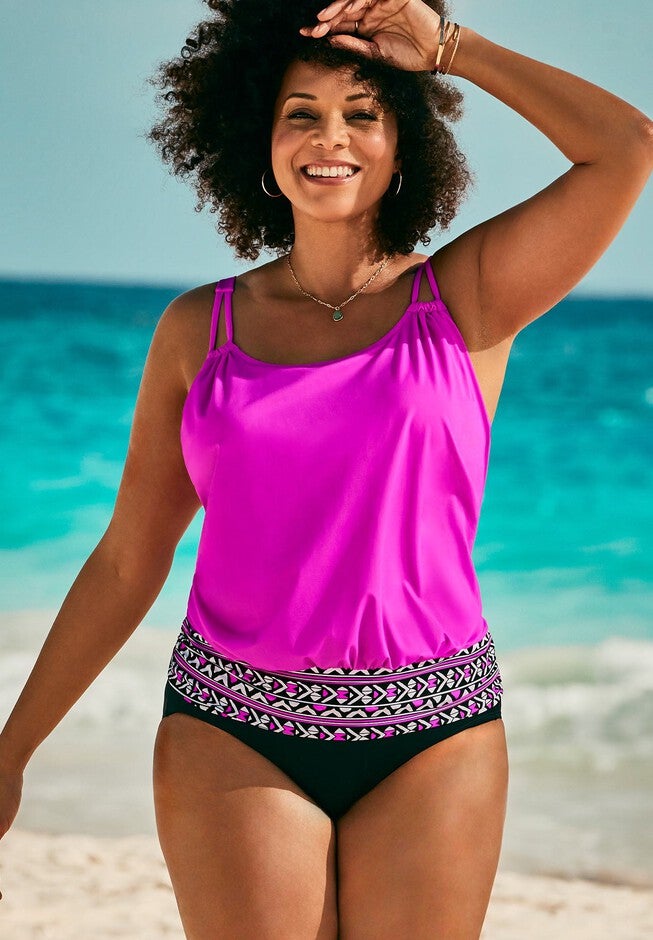 Loop Strap Blouson Tankini Set, , hi-res image number null