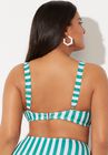 Striped Cup Sized Tie Front Underwire Bikini Top, , on-hover image number null