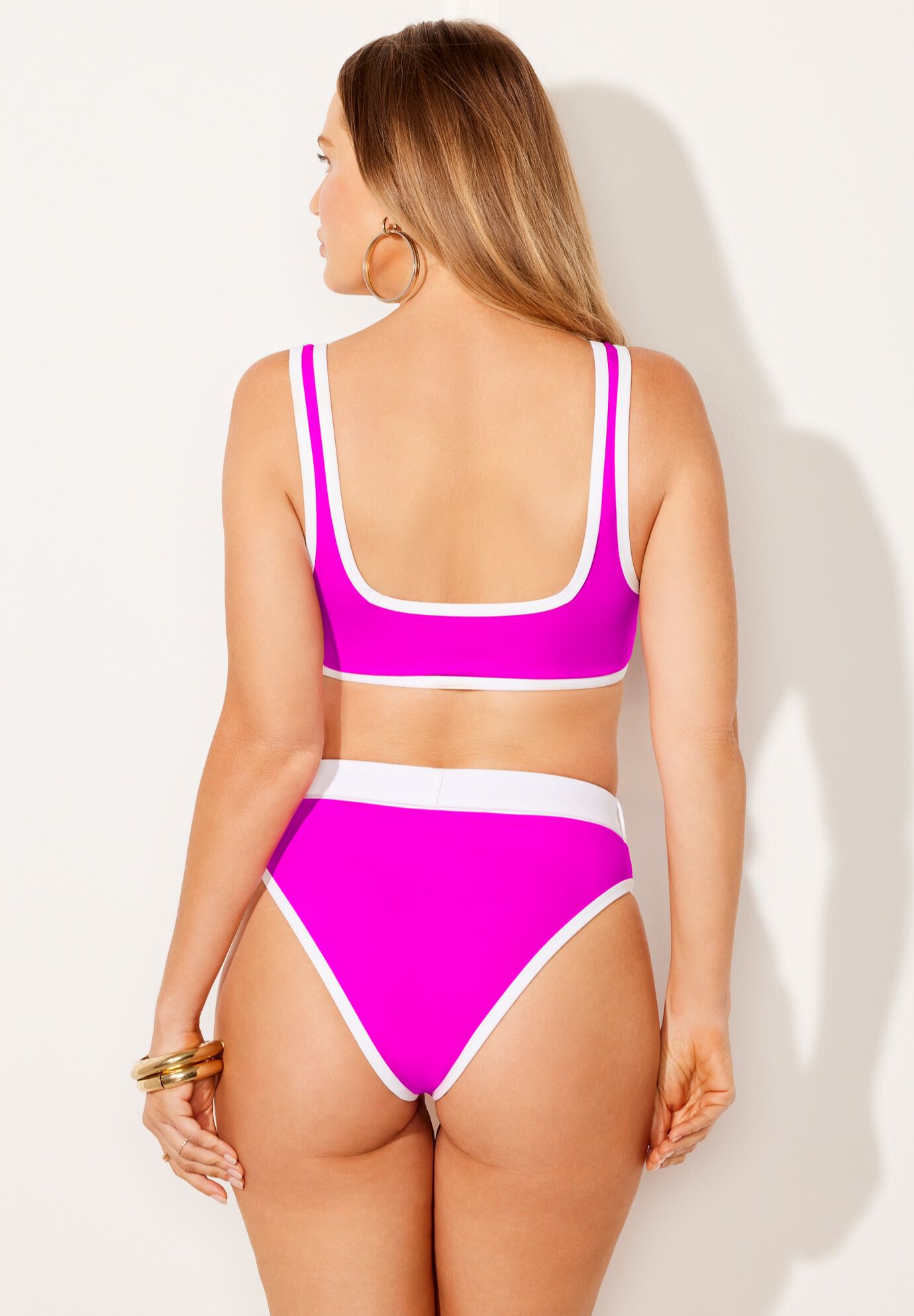 Square Neck Longline Bikini Set With Belted Swim Brief, , on-hover image number null