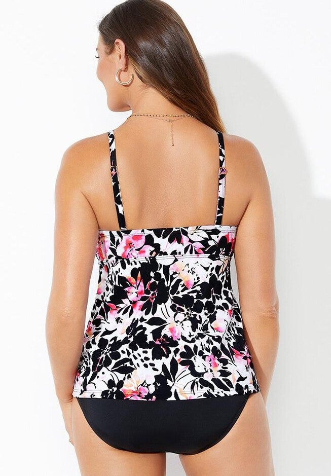 Tie Front Underwire Tankini Set, , on-hover image number null