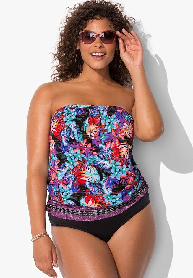 Bandeau Blouson Tankini Set, , hi-res image number null