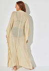Long V-Neck Shimmer Caftan Tunic Cover Up, , on-hover image number null