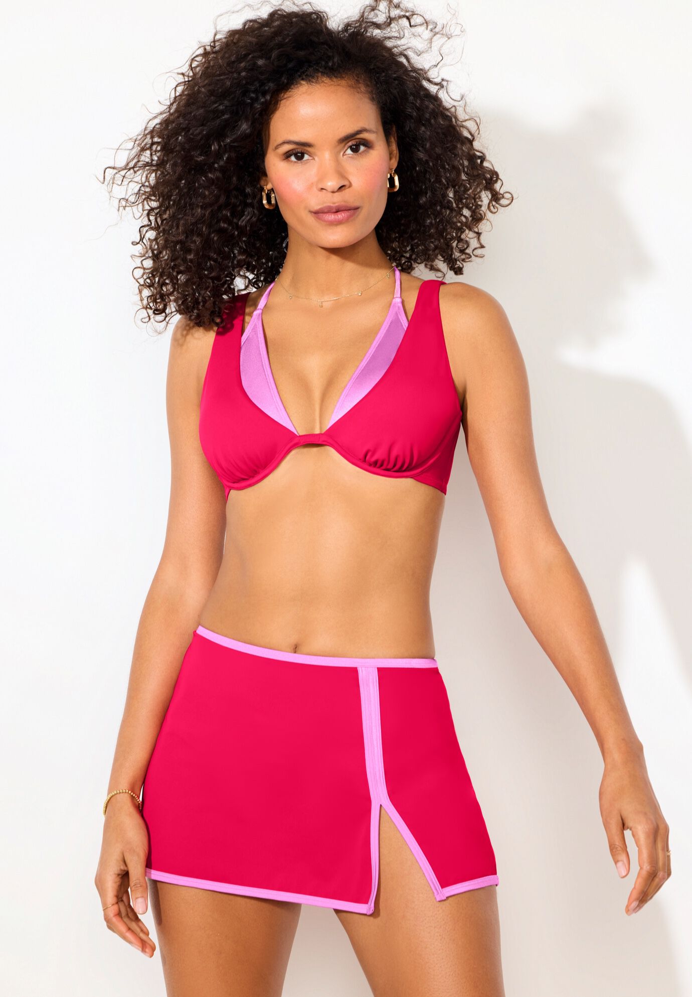 Underwire Shimmer Peekaboo Bikini Skirt Set, , alternate image number 3