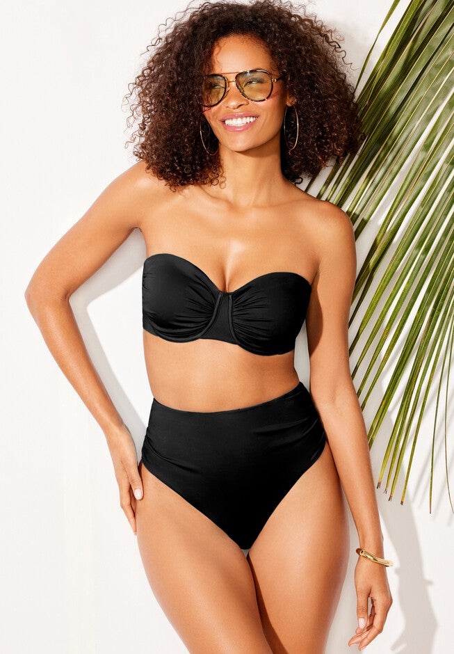 Essentials Bandeau Shirred Brief Bikini Set, , alternate image number null
