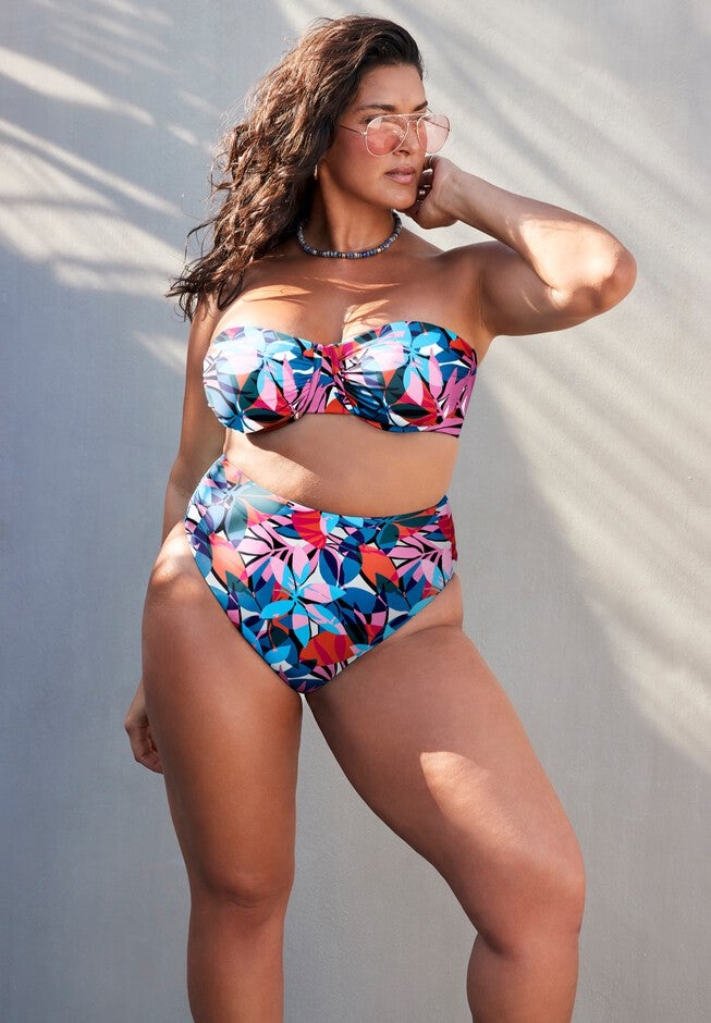 Essentials Bandeau Shirred Brief Bikini Set, , hi-res image number 0