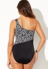 One Shoulder Mesh One Piece Swimsuit, , on-hover image number null