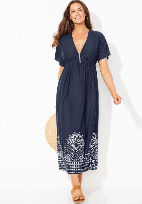 Kate V-Neck Cover Up Maxi Dress, MIDNIGHT, hi-res image number null
