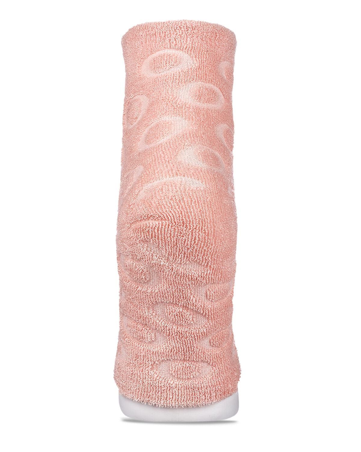 Women's Dot-Patterned Cotton Blend Gel-Lined Mint Scented Pedicure Sock, PEACH, alternate image number 1