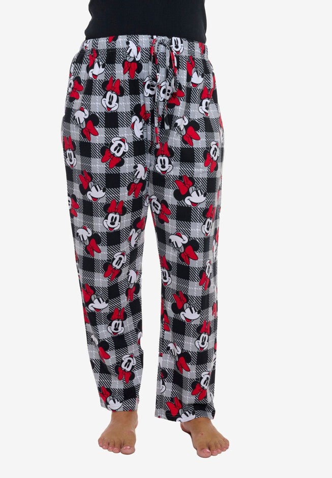 Women's Disney Minnie Mouse Pajama Pants Plaid Red Black, RED, alternate image number null