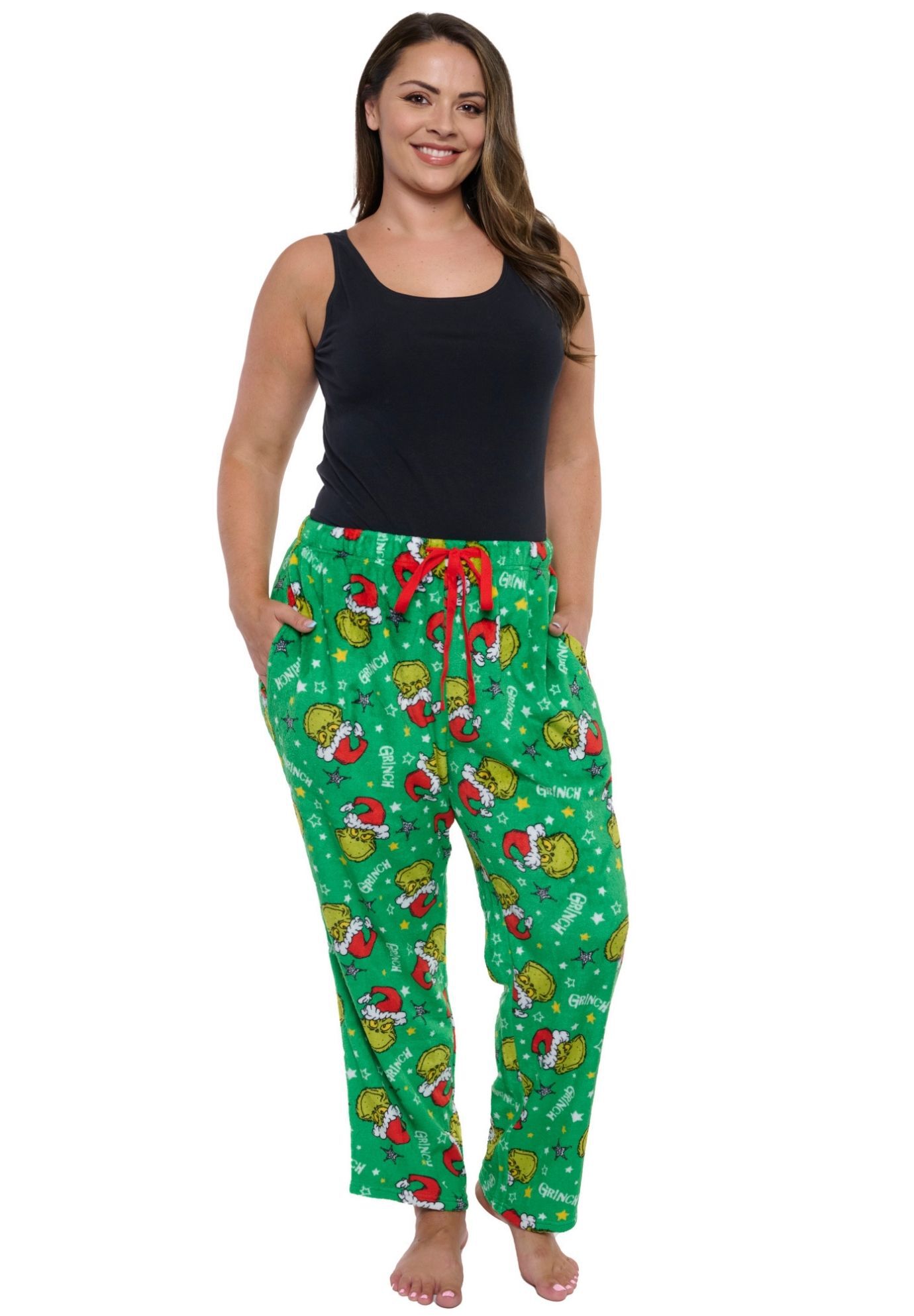 The Grinch Pajama Pants Sleepwear Green Plush Sleepwear Christmas Holiday Print, GREEN, alternate image number 6