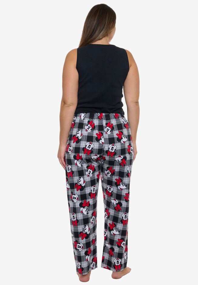 Women's Disney Minnie Mouse Pajama Pants Plaid Red Black, RED, on-hover image number null