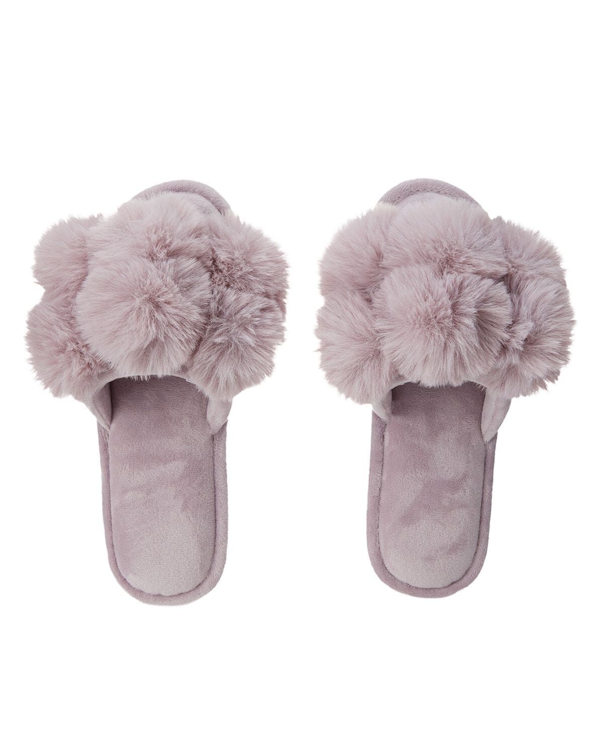 Women's Luxe Pom-Pom Memory Foam Plush Slippers, LAVENDER, alternate image number 1