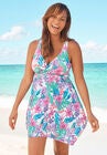 Handkerchief-Hem Two-Piece Swim Dress, BRIGHT TROPICAL, hi-res image number null