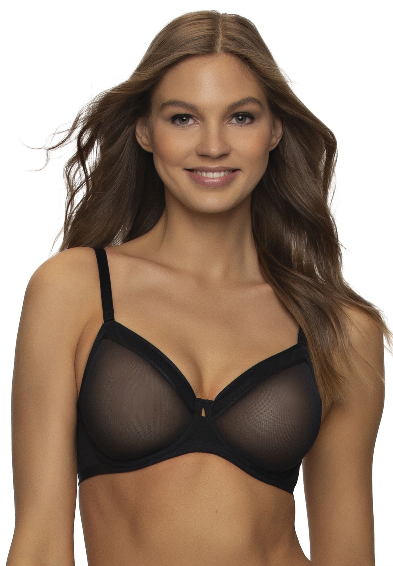 Ethereal Sheer Mesh Unlined Underwire Bra, BLACK, hi-res image number 0