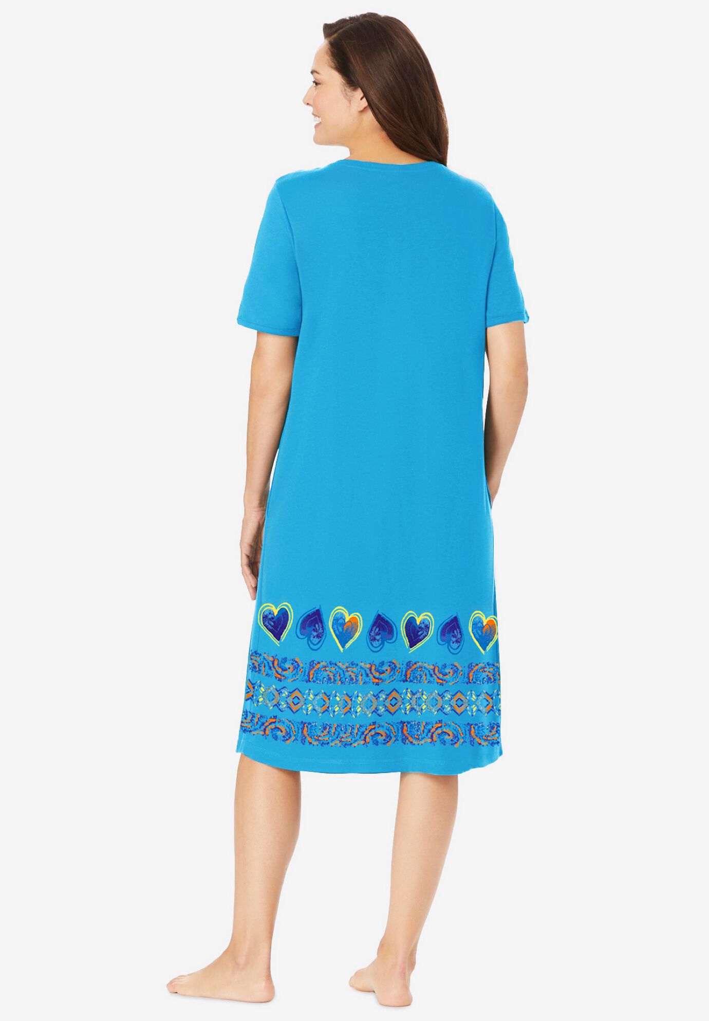 Short T-Shirt Lounger, PARADISE BLUE HEARTS, on-hover image number 1