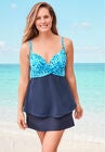 Bra-Sized Cross-Front Tankini Top, AQUA LEOPARD, hi-res image number null