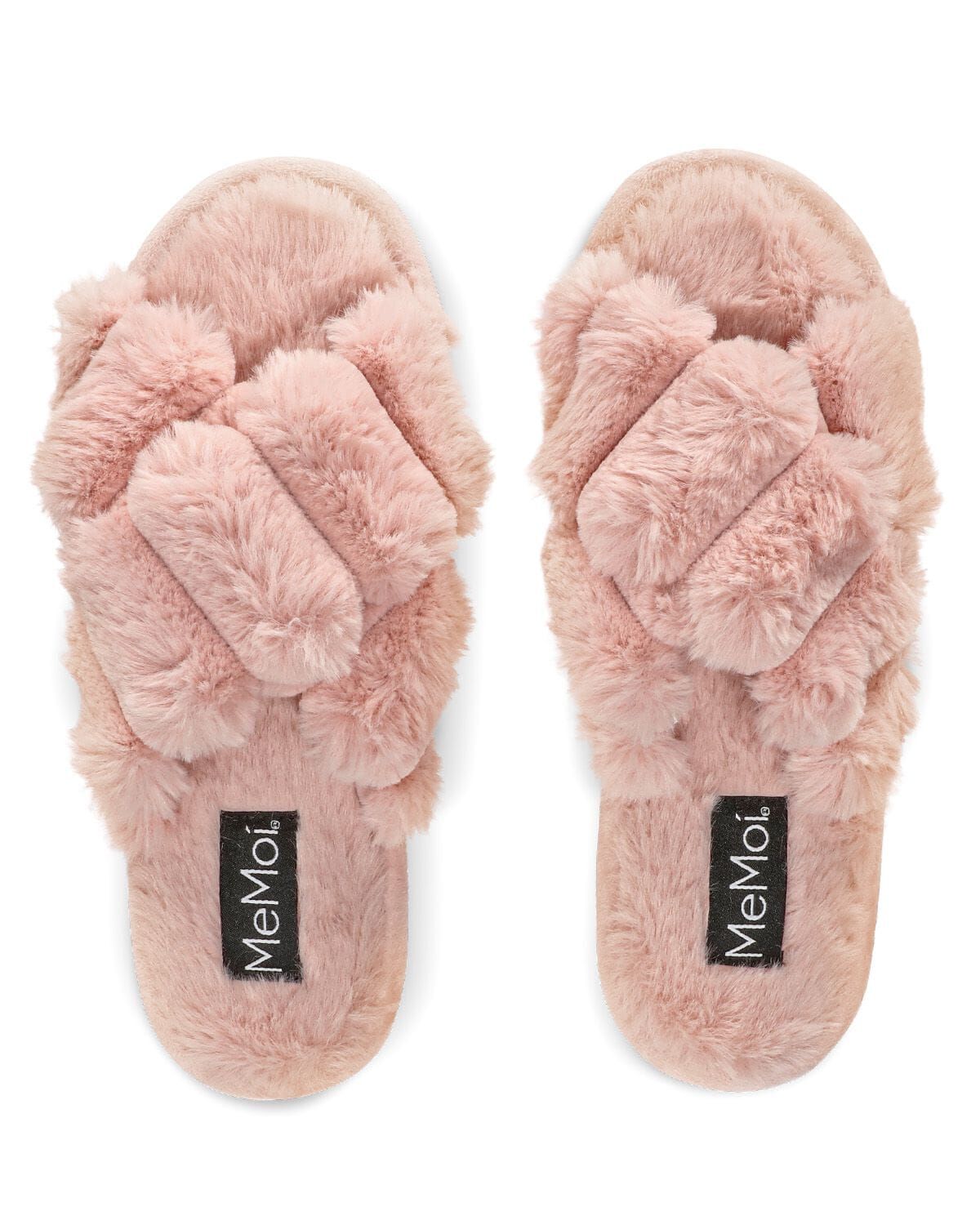 Women's Double Cross Plush Slippers, DUSTY ROSE, alternate image number 2