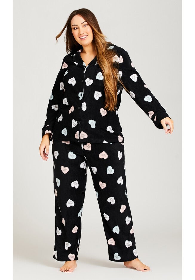 Button Up Fleece Top, HEART PRINT, alternate image number null