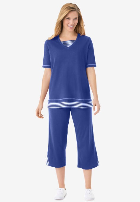 Striped Inset & Capri Set, ULTRA BLUE MINI STRIPE, hi-res image number null