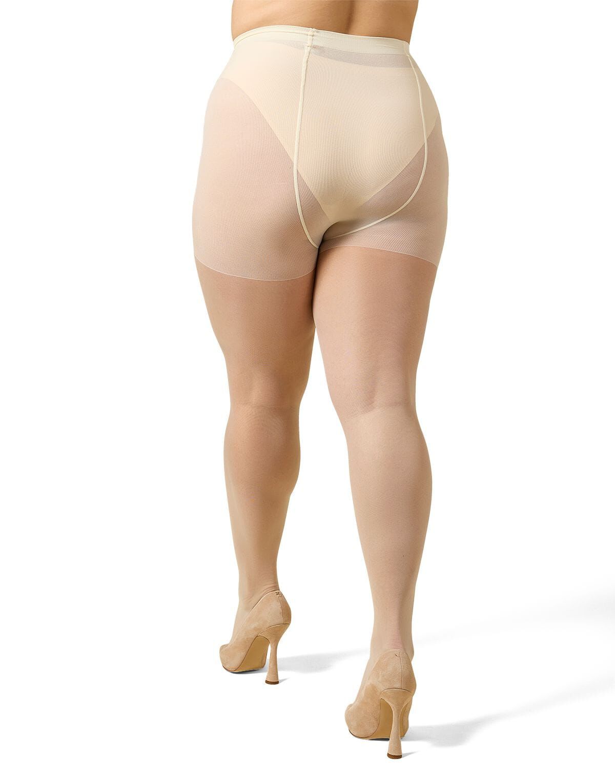 Women&#39;s Essentials White Satin Sheer Control Top 20-Denier Pantyhose, PANNA, alternate image number 2