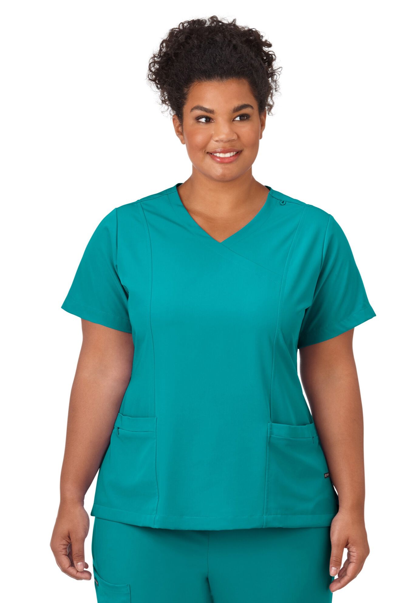 Jockey Scrubs Women's Mock Wrap Top, TEAL, hi-res image number 0
