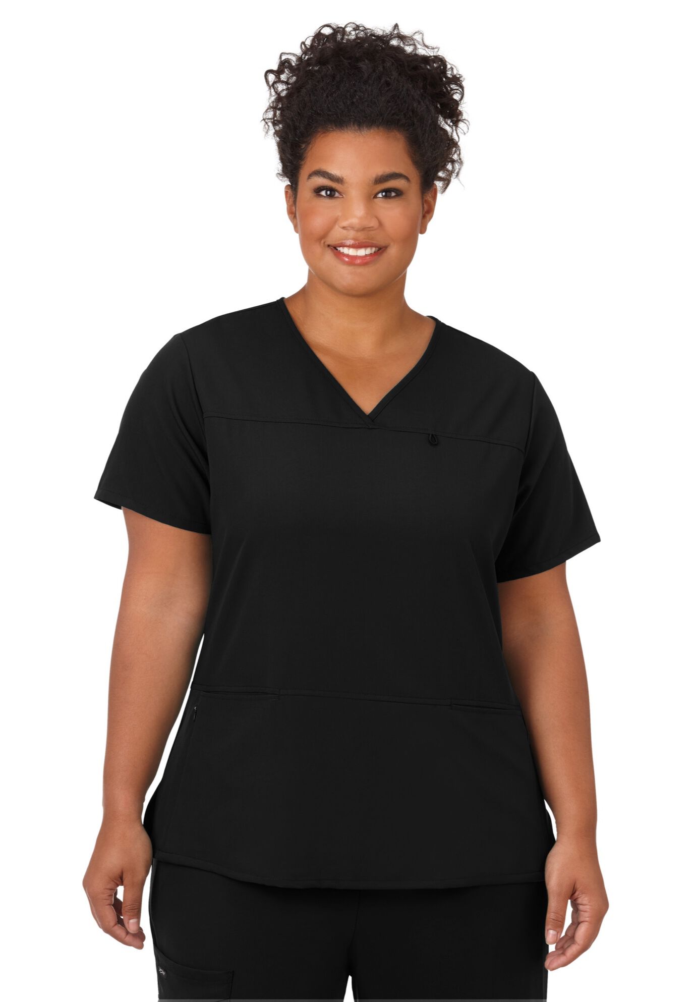Jockey Scrubs Women&#39;s True Fit Crossover V-Neck Top, BLACK, hi-res image number 0