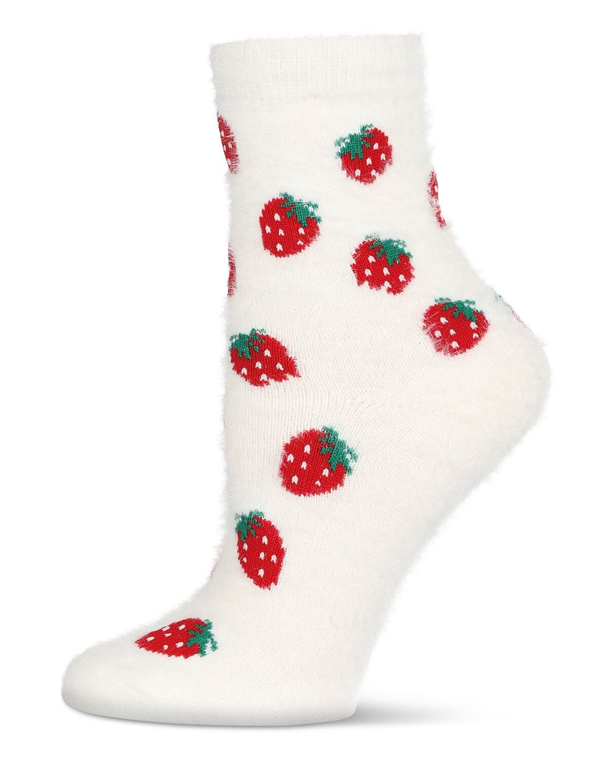 Women's Strawberries Cozy Crew Socks, WHITE, hi-res image number 0