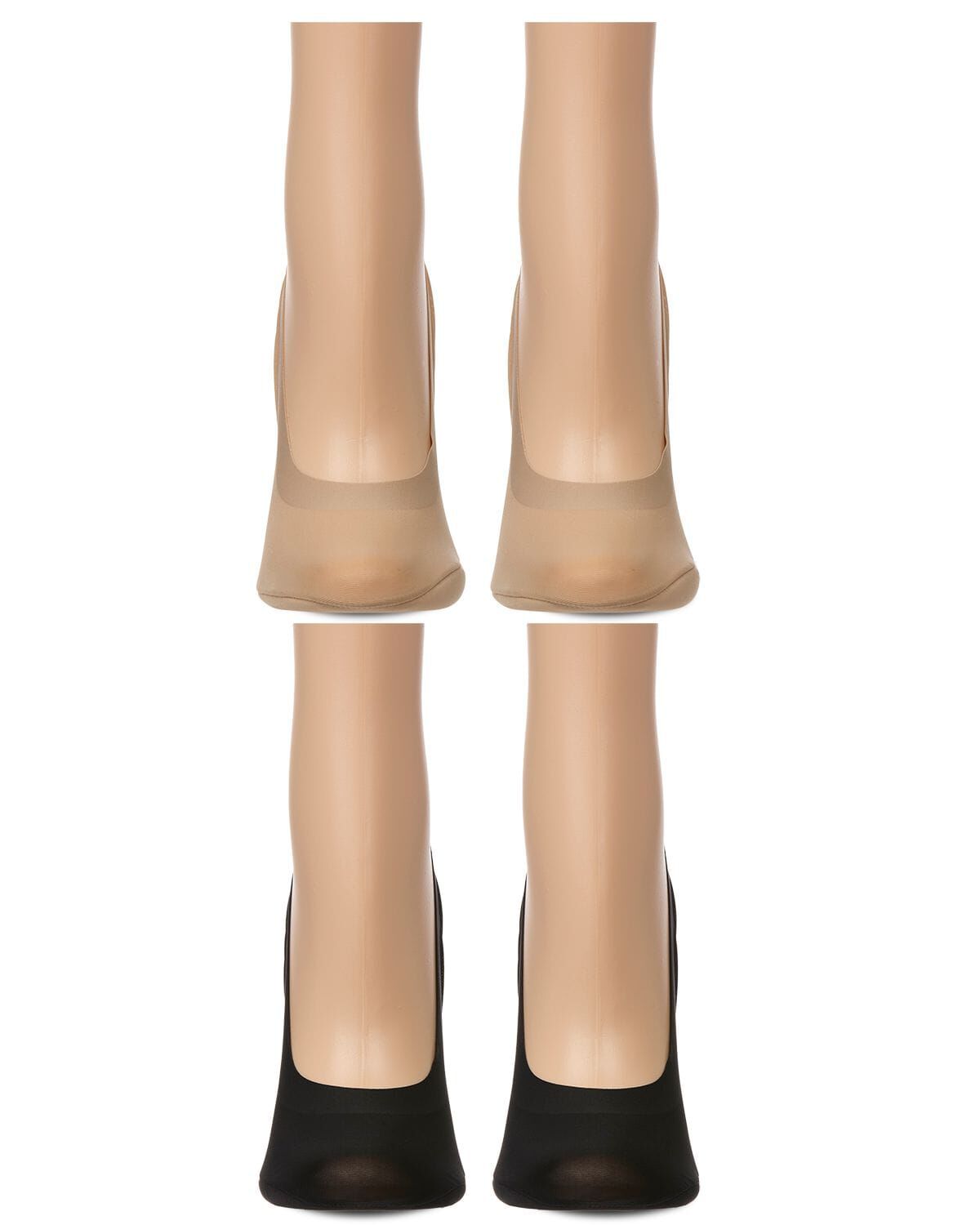 4 Pairs Women's Cushioned Fine Edge No-Show Sock Liner, NUDE BLACK, alternate image number 1
