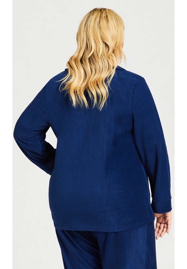 Button Fleece Top, NAVY, on-hover image number null