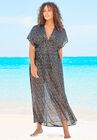 Long Caftan Cover Up , SILVER BLACK DOTS, hi-res image number null
