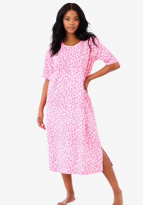 Long Tagless Sleepshirt, PINK LEOPARD, hi-res image number null