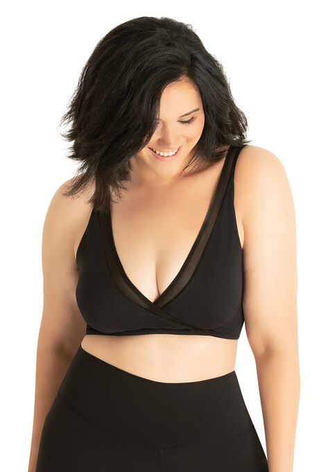 The Charlene Seamless Comfort Crossover with Mesh, BLACK, hi-res image number null