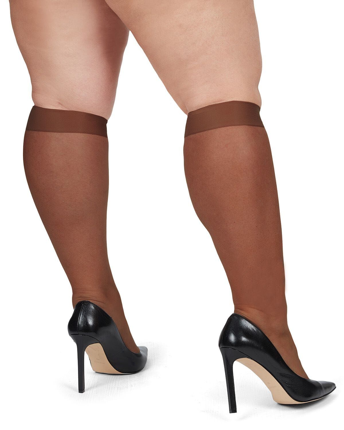 Women's 2 Pair Pack Ultra Sheer Plus Curvy Knee Highs, FRENCH COFFEE, alternate image number 2