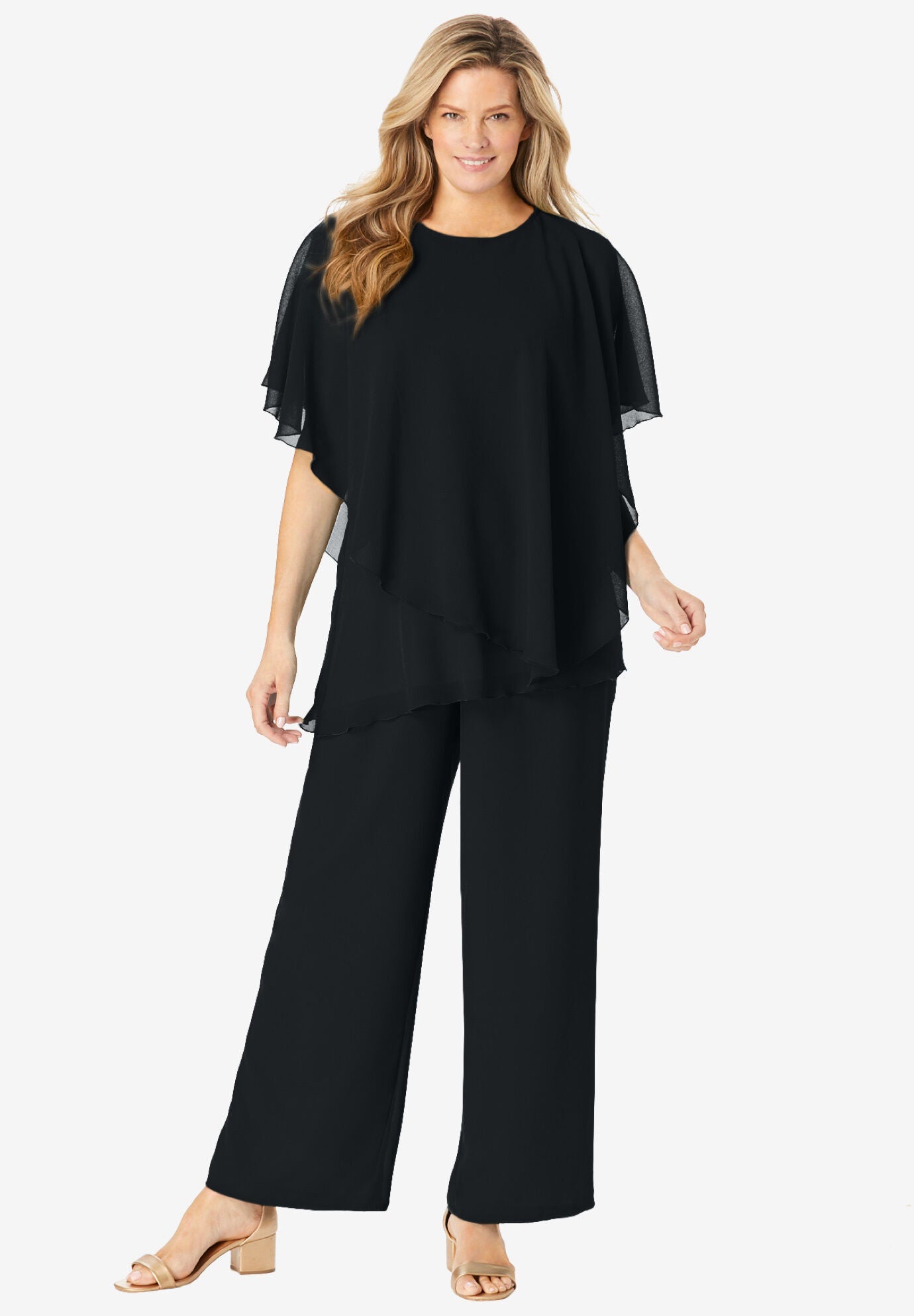 Tiered Top Pant Set, BLACK, hi-res image number 0