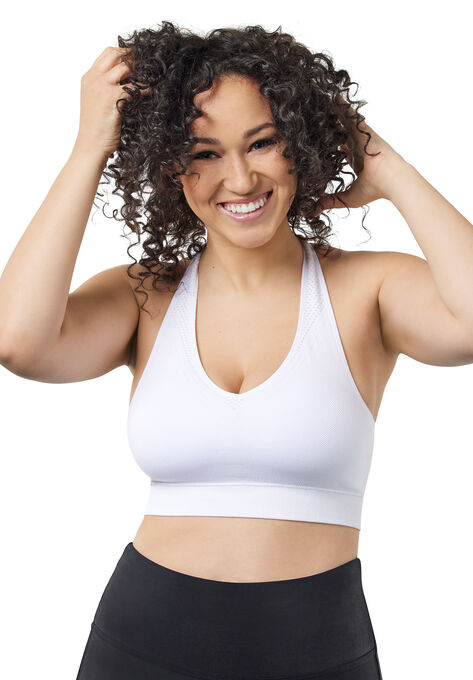 The Lea Cooling Low-Impact Racerback Sports Bra, WHITE, hi-res image number null