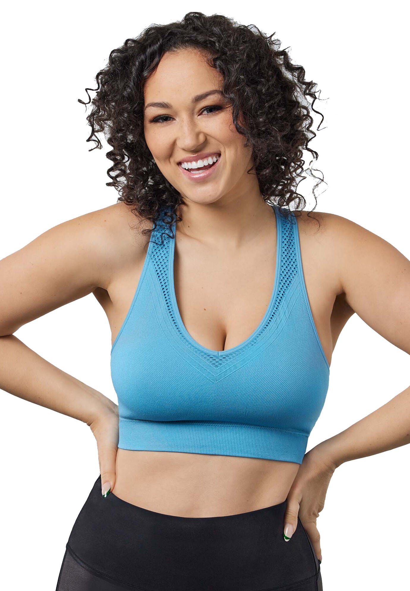 The Lea Cooling Low-Impact Racerback Sports Bra, BLUE, hi-res image number 0