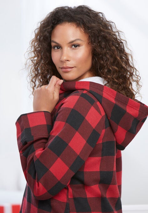Long Hooded Fleece Sweatshirt Robe, , alternate image number null