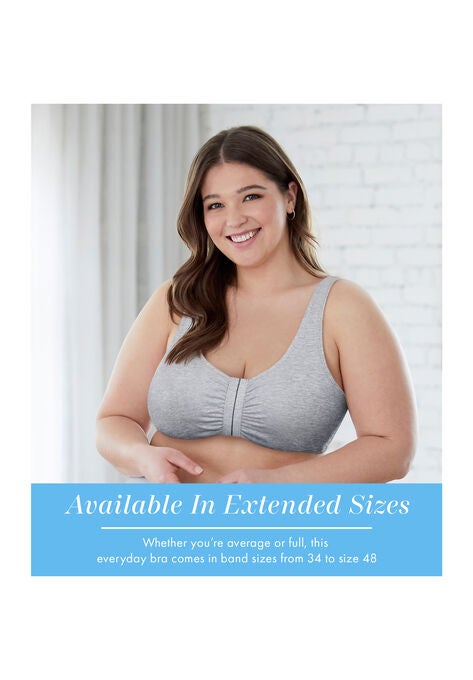 Bestform 5006014 Comfortable Unlined Wireless Cotton Stretch Sports Bra With Front Closure, , alternate image number null