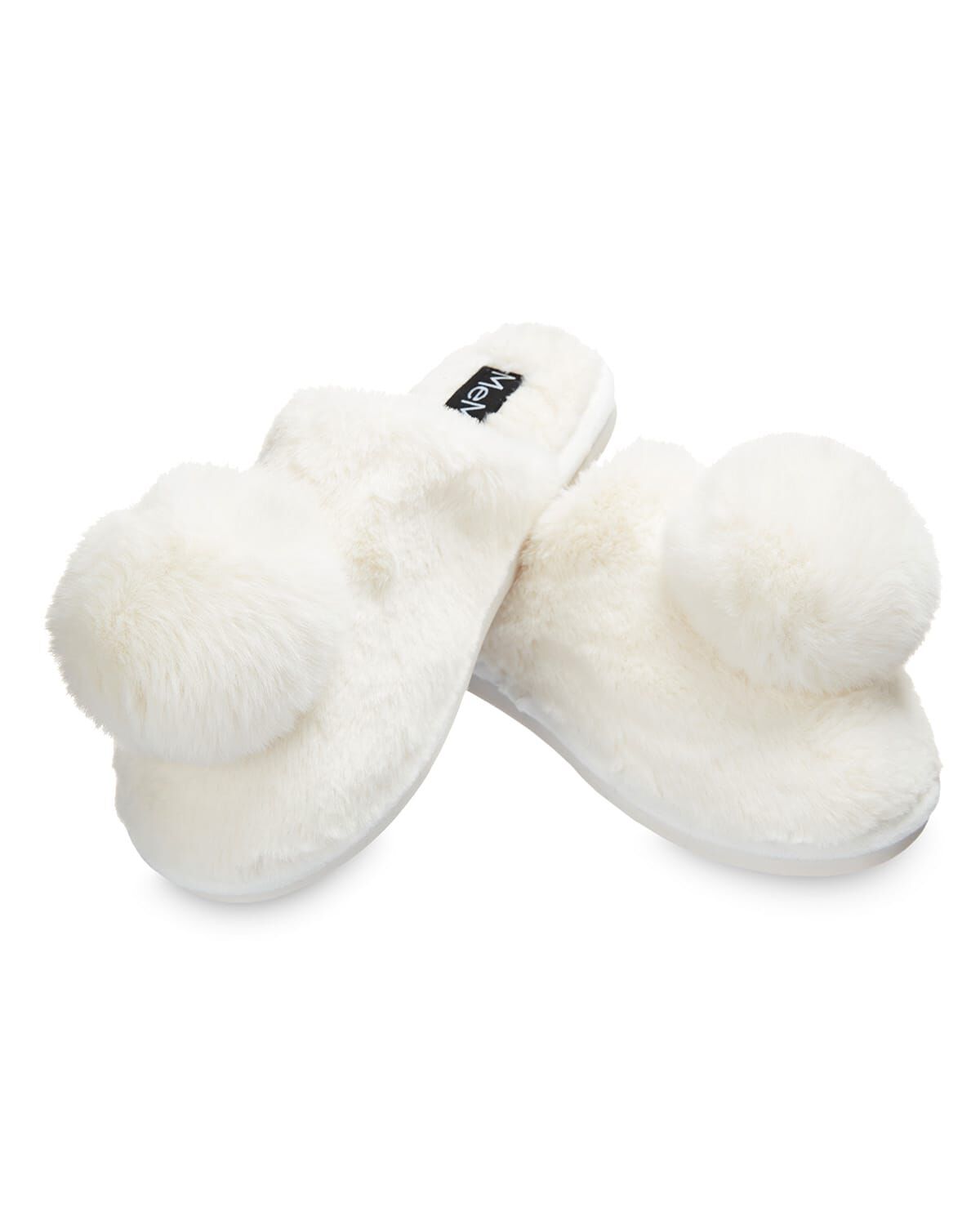 The Gloria Plush Pom-Pom Slippers, IVORY, hi-res image number 0